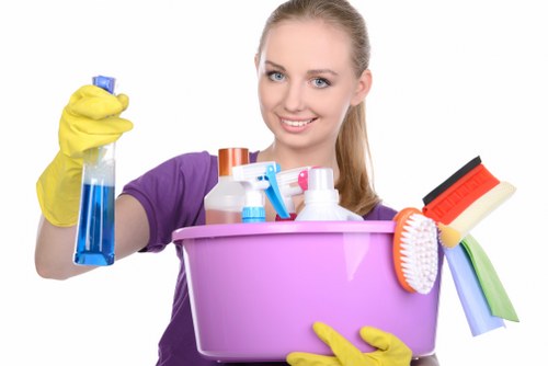 Local cleaner working in a Kingston apartment and hallway
